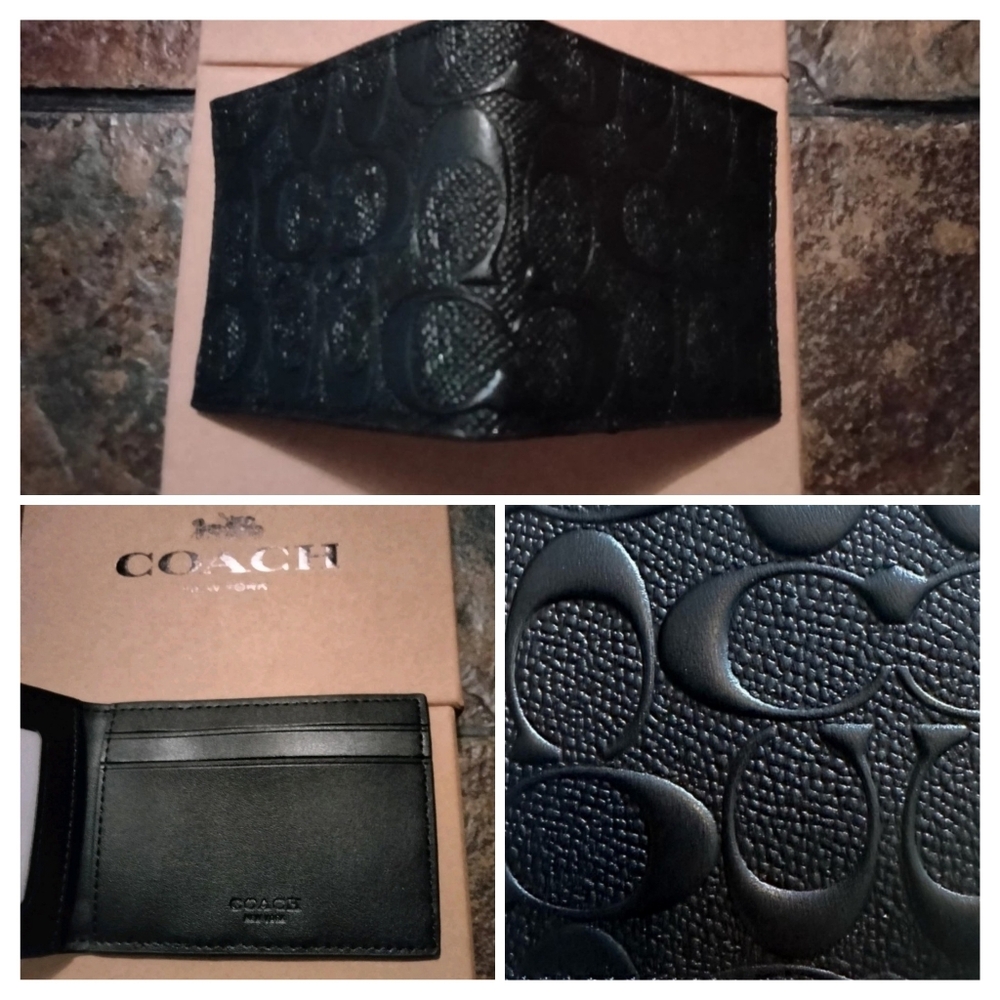 COPY - Coach Black Key Card Holder with Signature Embossing